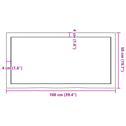 Hylly 100x50x(2-4) cm käsittelemätöntä massiivitammea