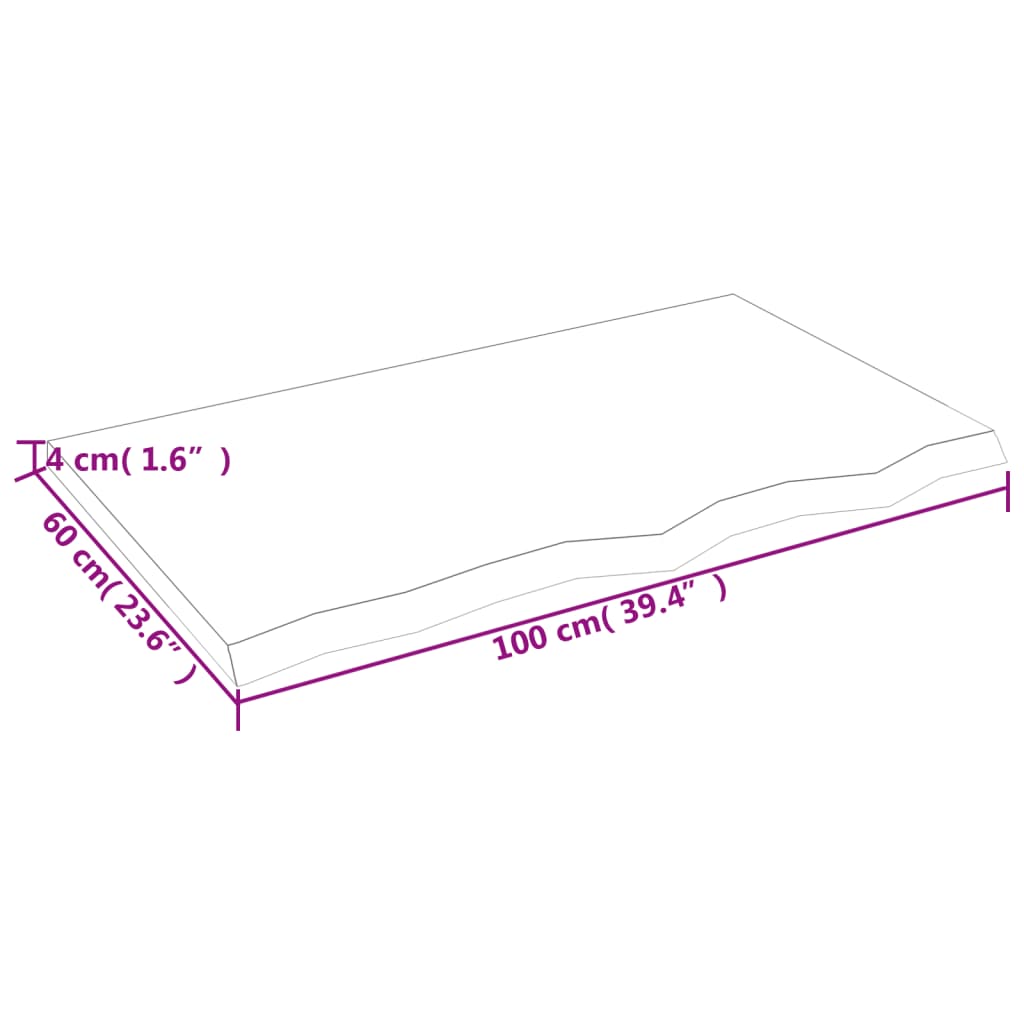 Hylly 100x60x(2-4) cm käsittelemätöntä massiivitammea