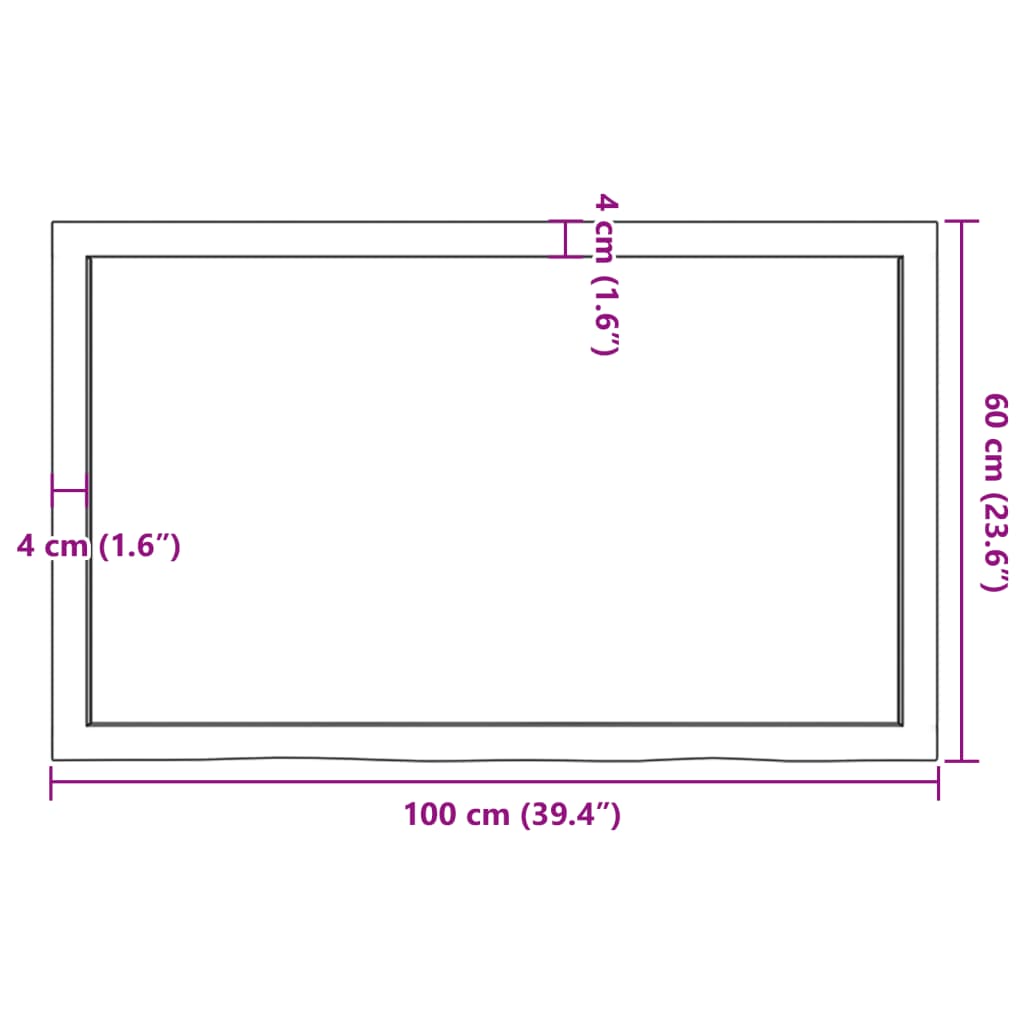 Hylly 100x60x(2-4) cm käsittelemätöntä massiivitammea