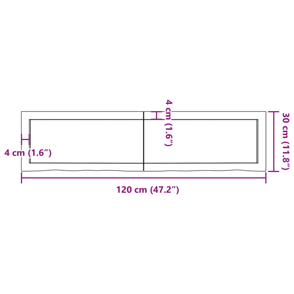 Hylly 120x30x(2-6) cm käsittelemätöntä massiivitammea