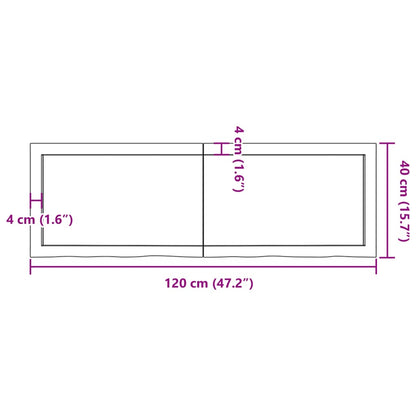 Hylly 120x40x(2-4) cm käsittelemätöntä massiivitammea