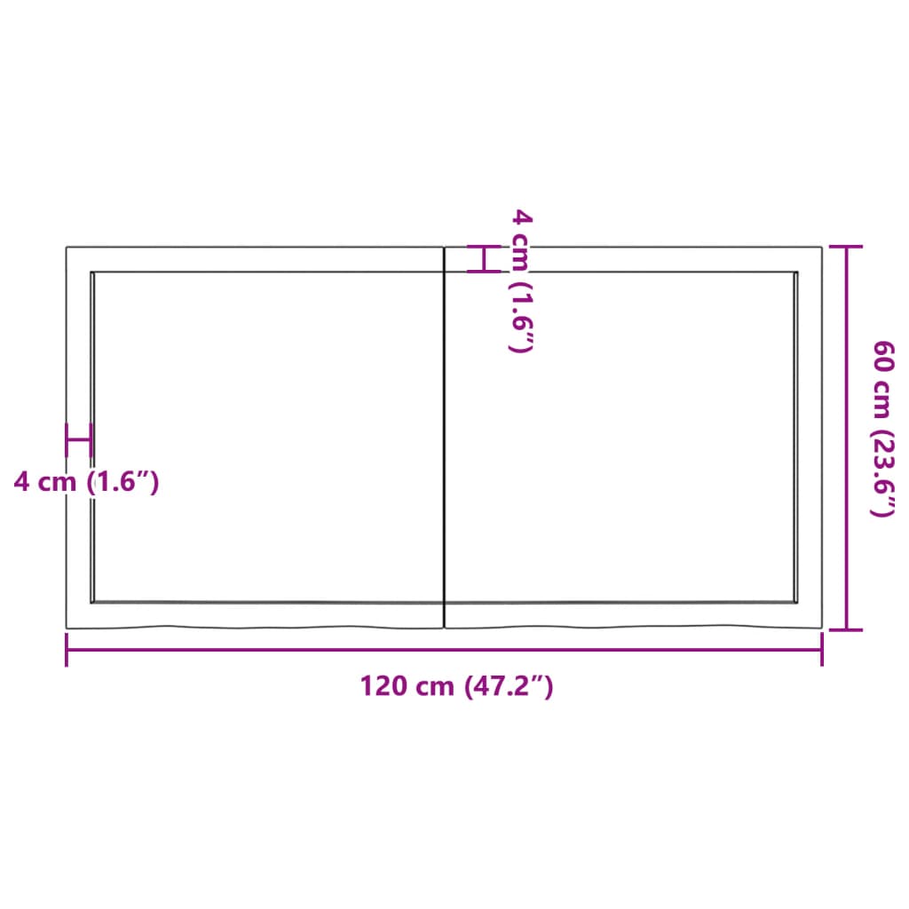 Hyllplan 120x60x(2-4) cm obehandlad massiv ek