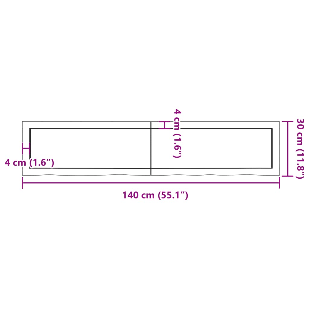 Hyllplan 140x30x(2-4) cm obehandlad massiv ek