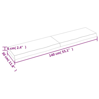 Hyllplan 140x30x(2-6) cm obehandlad massiv ek