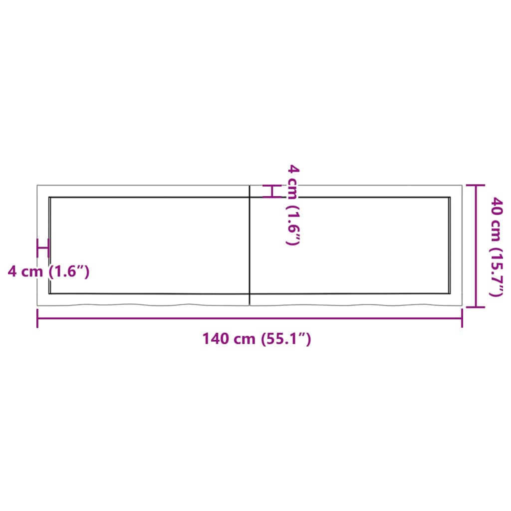 Hyllplan 140x40x(2-4) cm obehandlad massiv ek