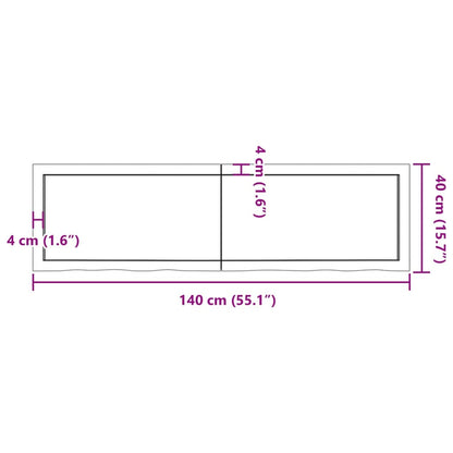 Hyllplan 140x40x(2-4) cm obehandlad massiv ek