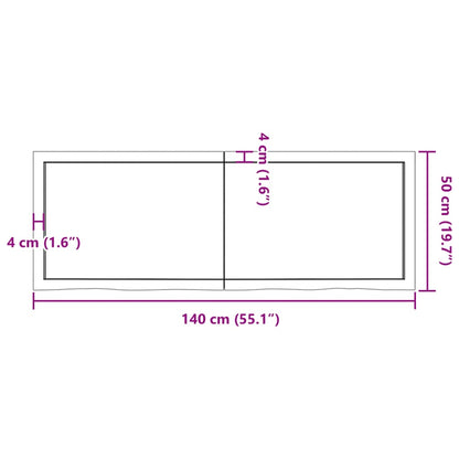 Hyllplan 140x50x(2-4) cm obehandlad massiv ek