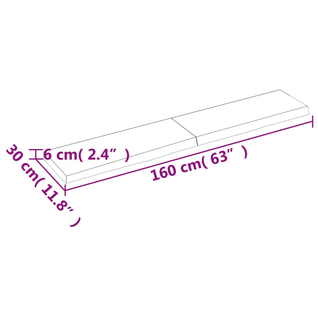 Hyllplan 160x30x(2-6) cm obehandlad massiv ek