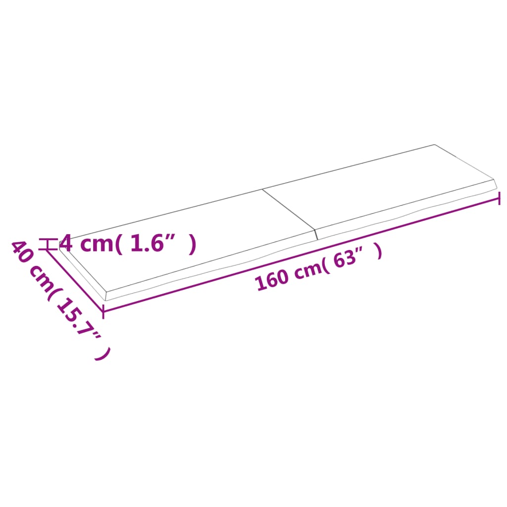 Hyllplan 160x40x(2-4) cm obehandlad massiv ek