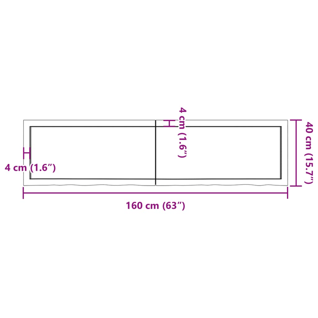 Hyllplan 160x40x(2-4) cm obehandlad massiv ek