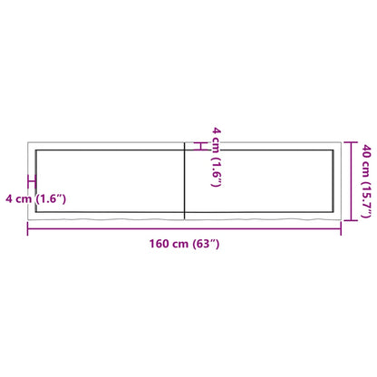 Hyllplan 160x40x(2-4) cm obehandlad massiv ek