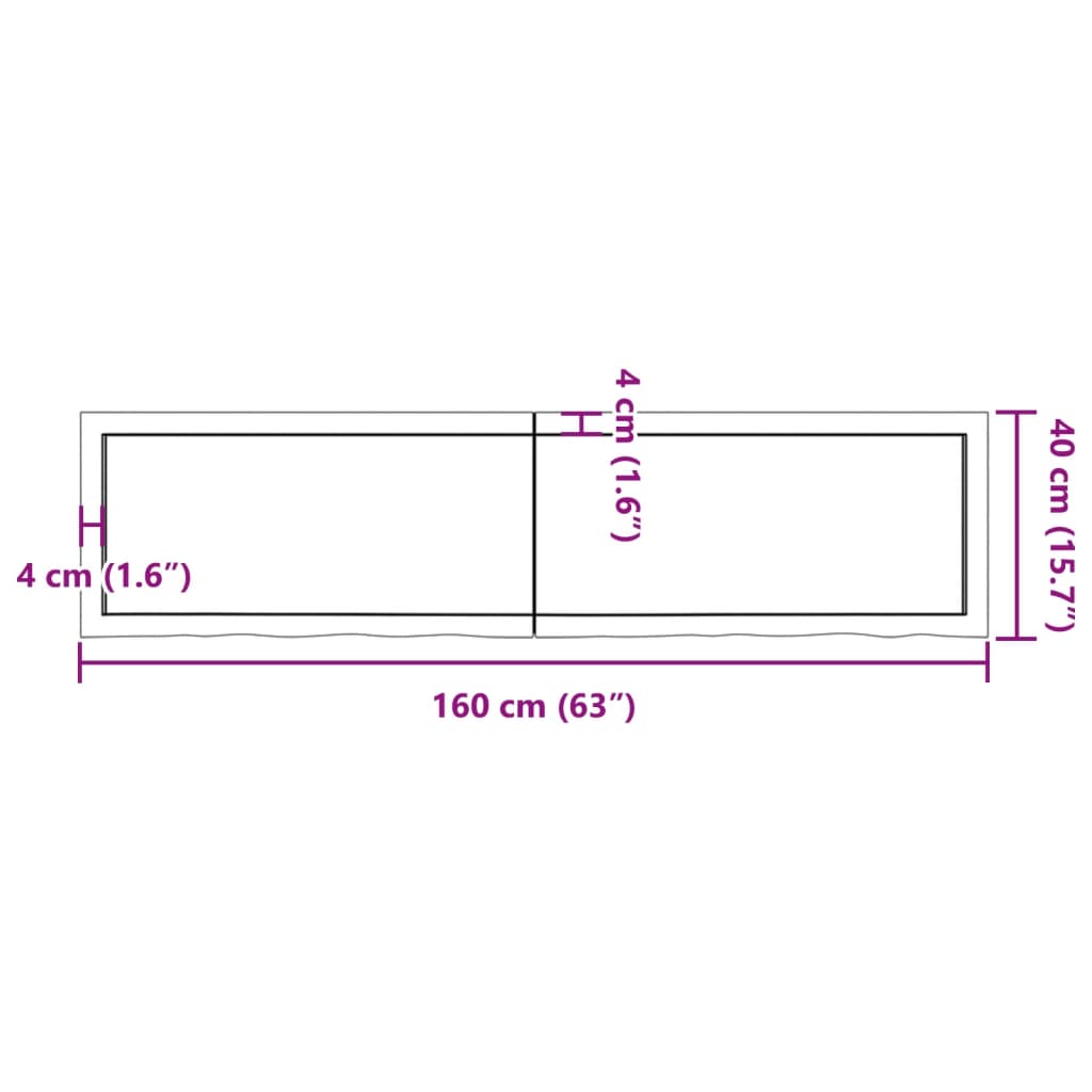 Hyllplan 160x40x(2-6) cm obehandlad massiv ek