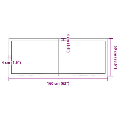 Hyllplan 160x60x(2-4) cm obehandlad massiv ek