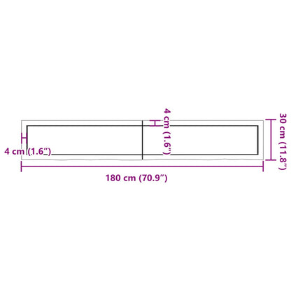 Hyllplan 180x30x(2-4) cm obehandlad massiv ek