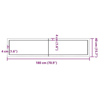 Hylly 180x40x(2-4) cm käsittelemätöntä massiivitammea