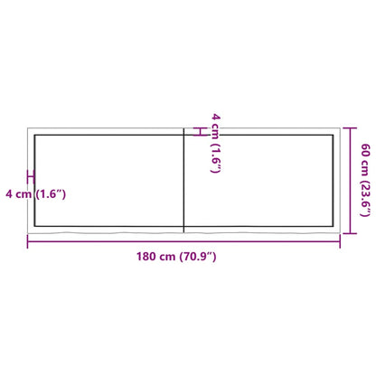 Hylly 180x60x(2-4) cm käsittelemätöntä massiivitammea