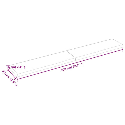 Hyllplan 200x30x(2-6) cm obehandlad massiv ek