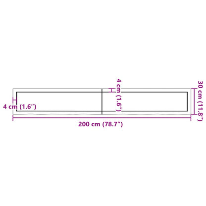 Hyllplan 200x30x(2-6) cm obehandlad massiv ek