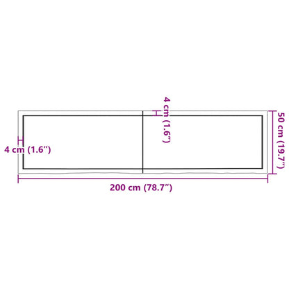 Hyllplan 200x50x(2-6) cm obehandlad massiv ek