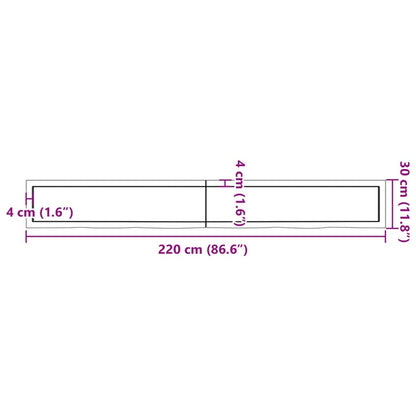 Hyllplan 220x30x(2-6) cm obehandlad massiv ek