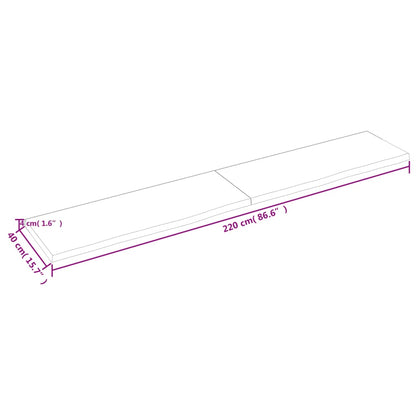 Hyllplan 220x40x(2-4) cm obehandlad massiv ek