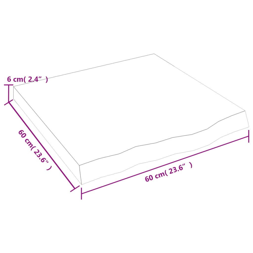 Seinähylly vaaleanruskea 60x60x(2-6) cm käsitelty tammi