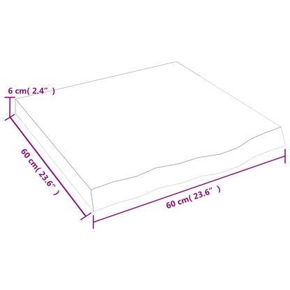 Seinähylly vaaleanruskea 60x60x(2-6) cm käsitelty tammi