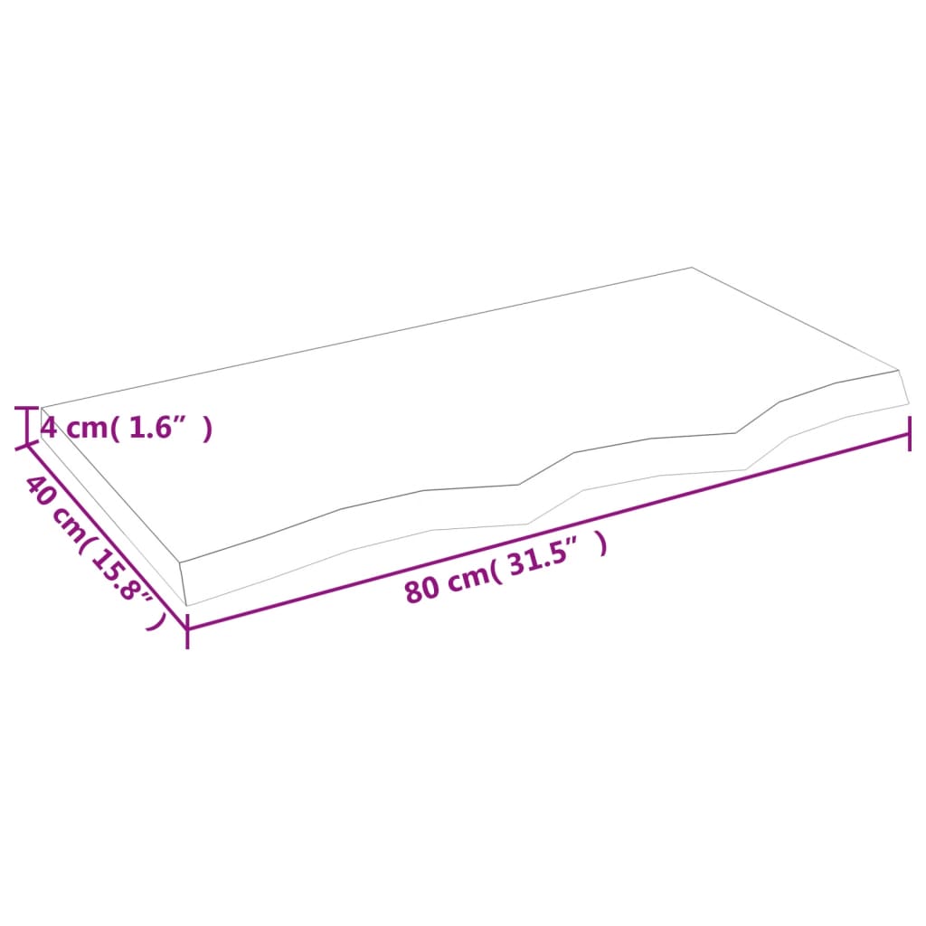 Vägghylla brun 80x40x(2-4) cm behandlad ek