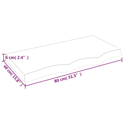 Vägghylla brun 80x40x(2-6) cm behandlad massiv ek