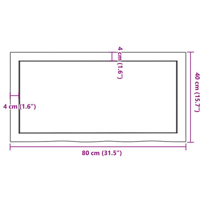 Vägghylla brun 80x40x(2-6) cm behandlad massiv ek