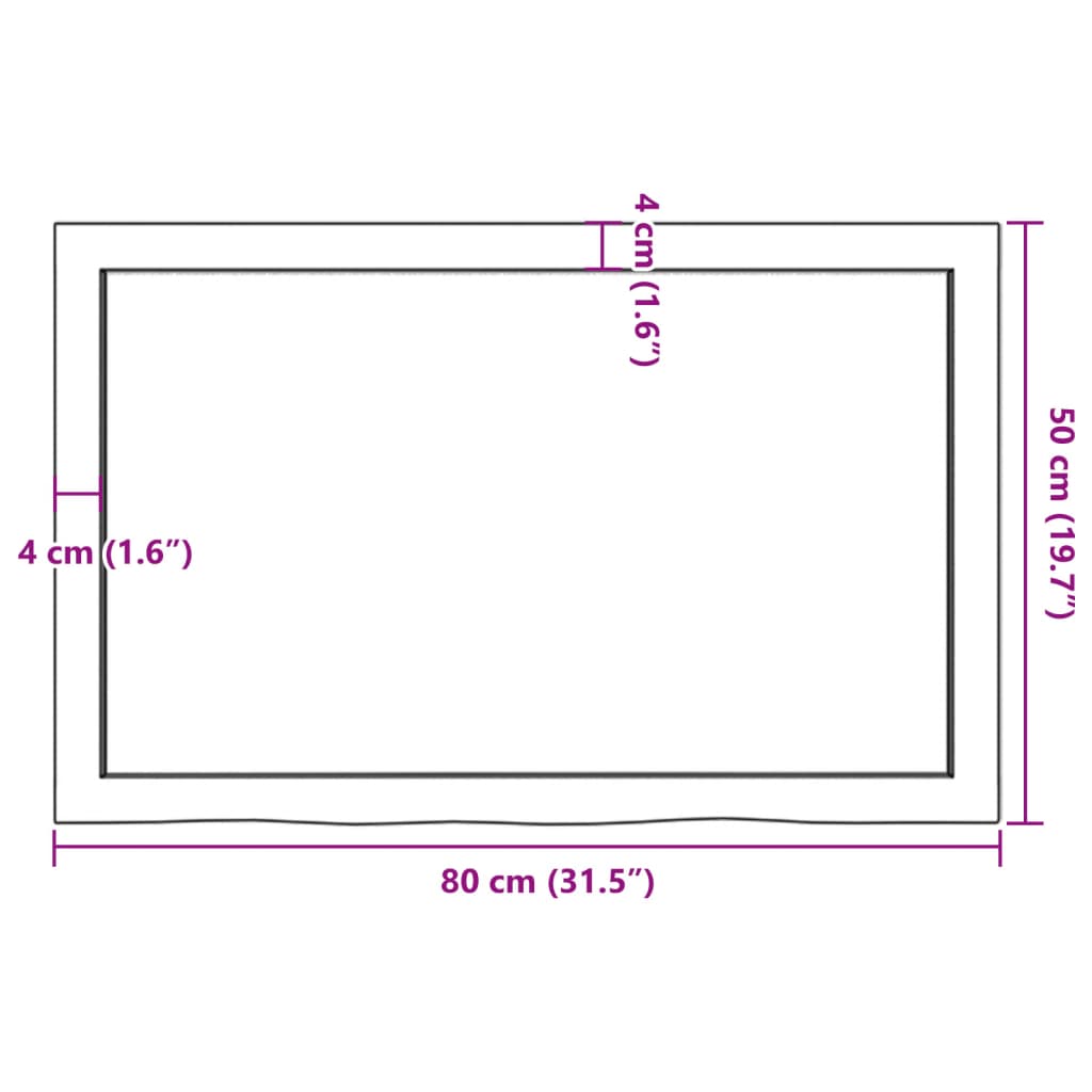 Vägghylla brun 80x50x(2-4) cm behandlad ek