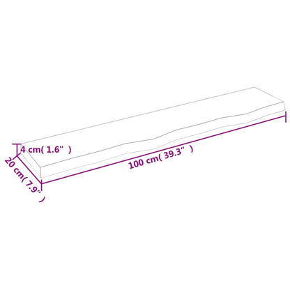 Bordsskiva massiv ek brun 100x20x4 cm