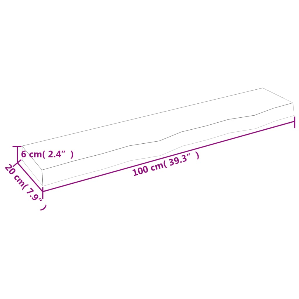 Bordsskiva massiv ek brun 100x20x6 cm