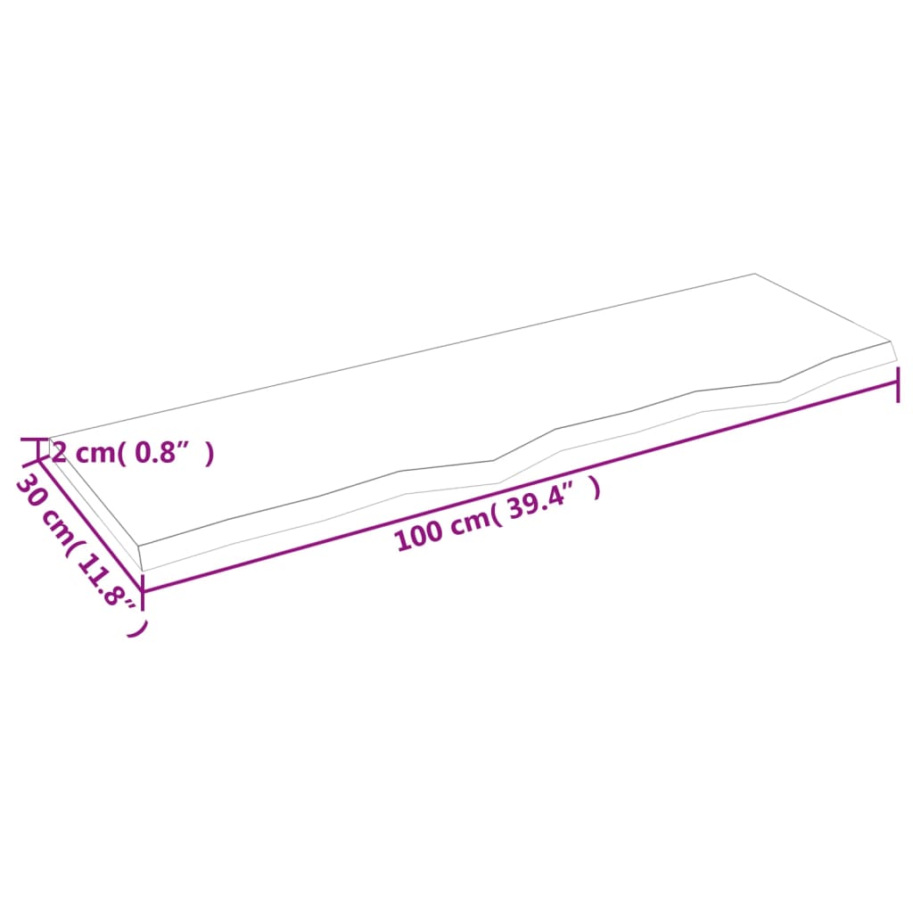 Bordsskiva massiv ek brun 100x30x2 cm