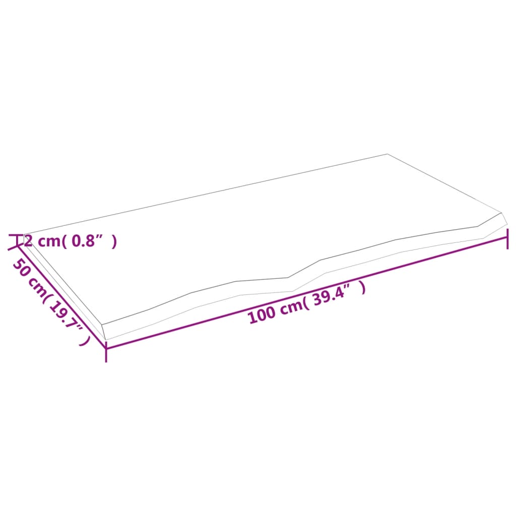 Bordsskiva massiv ek brun 100x50x2 cm