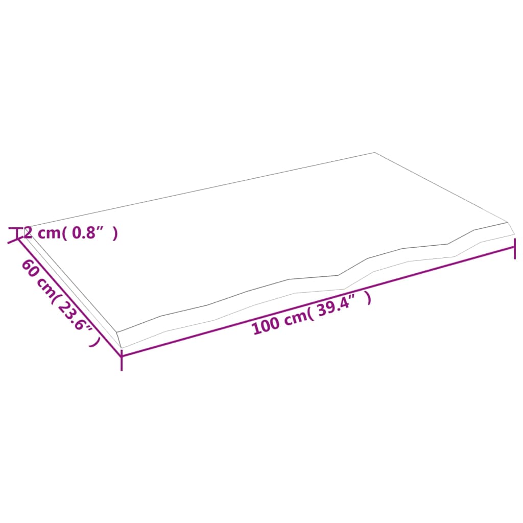 Bordsskiva massiv ek brun 100x60x2 cm