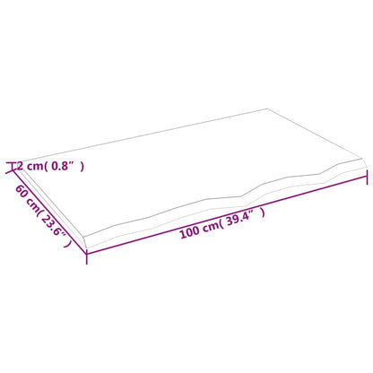 Bordsskiva massiv ek brun 100x60x2 cm