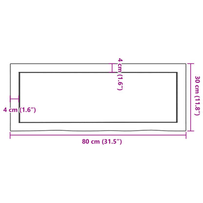 Vägghylla brun 80x30x(2-6) cm behandlad ek