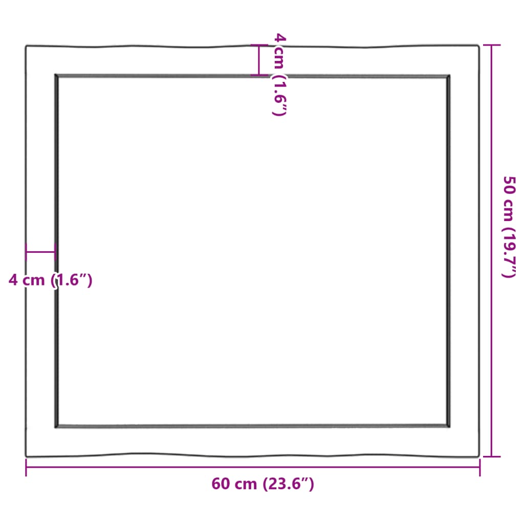 Bordsskiva massiv ek 60x50x(2-4) cm obehandlad levande kant