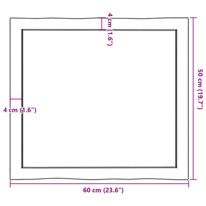 Bordsskiva massiv ek 60x50x(2-6) cm obehandlad levande kant