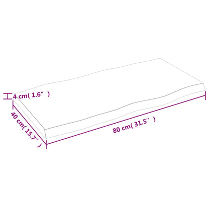 Bordsskiva massiv ek 80x40x(2-4) cm obehandlad levande kant