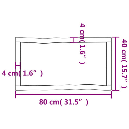 Bordsskiva massiv ek 80x40x(2-4) cm obehandlad levande kant