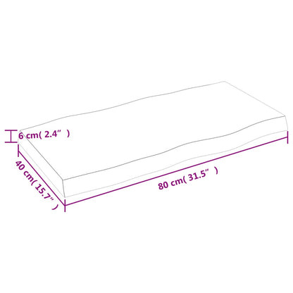 Bordsskiva massiv ek 80x40x(2-6) cm obehandlad levande kant