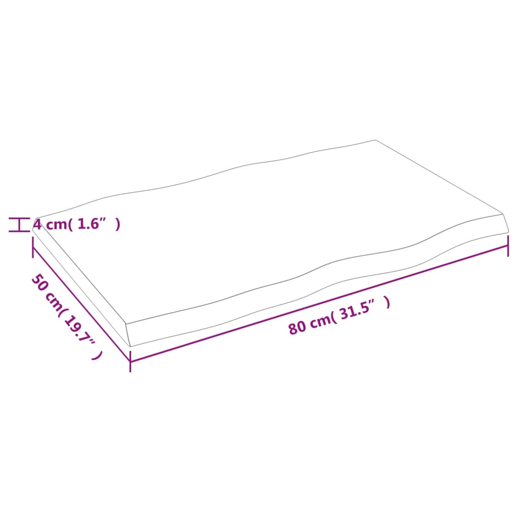 Bordsskiva massiv ek 80x50x(2-4) cm obehandlad levande kant