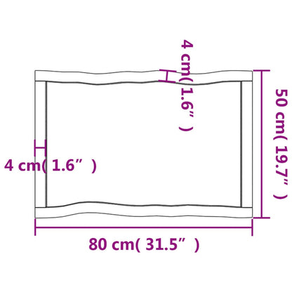 Bordsskiva massiv ek 80x50x(2-4) cm obehandlad levande kant