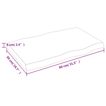 Bordsskiva massiv ek 80x50x(2-6) cm obehandlad levande kant