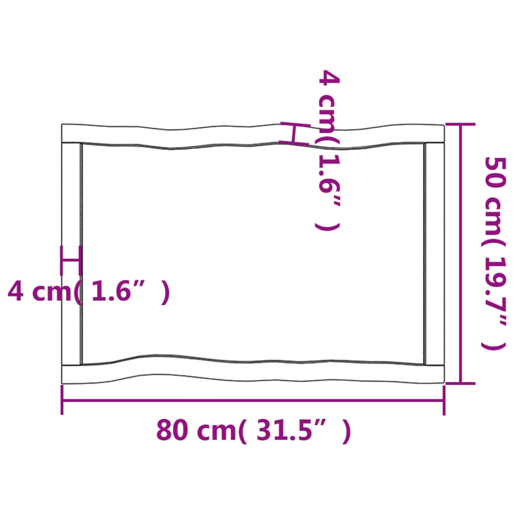 Bordsskiva massiv ek 80x50x(2-6) cm obehandlad levande kant