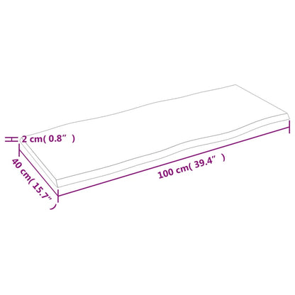 Bordsskiva 100x40x2 cm obehandlad massiv ek levande kant