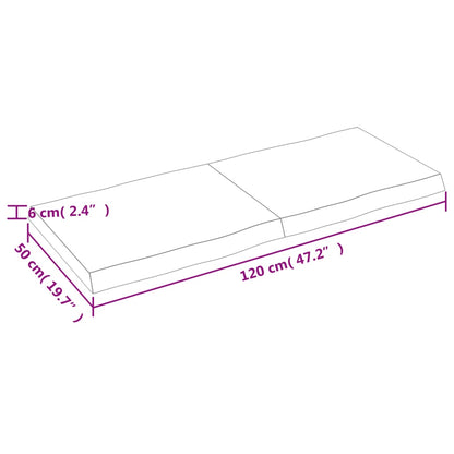 Pöytälevy 120x50x(2-6) cm käsittelemätöntä massiivitammea elävä reuna