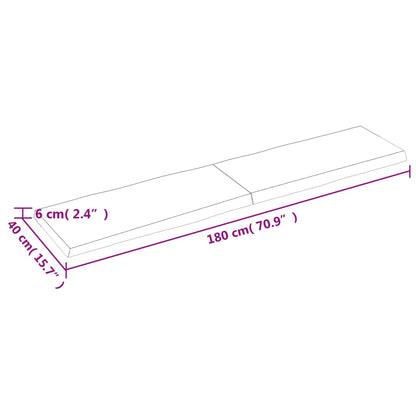 Pöytälevy 180x40x(2-6) cm käsittelemätöntä massiivitammea elävä reuna